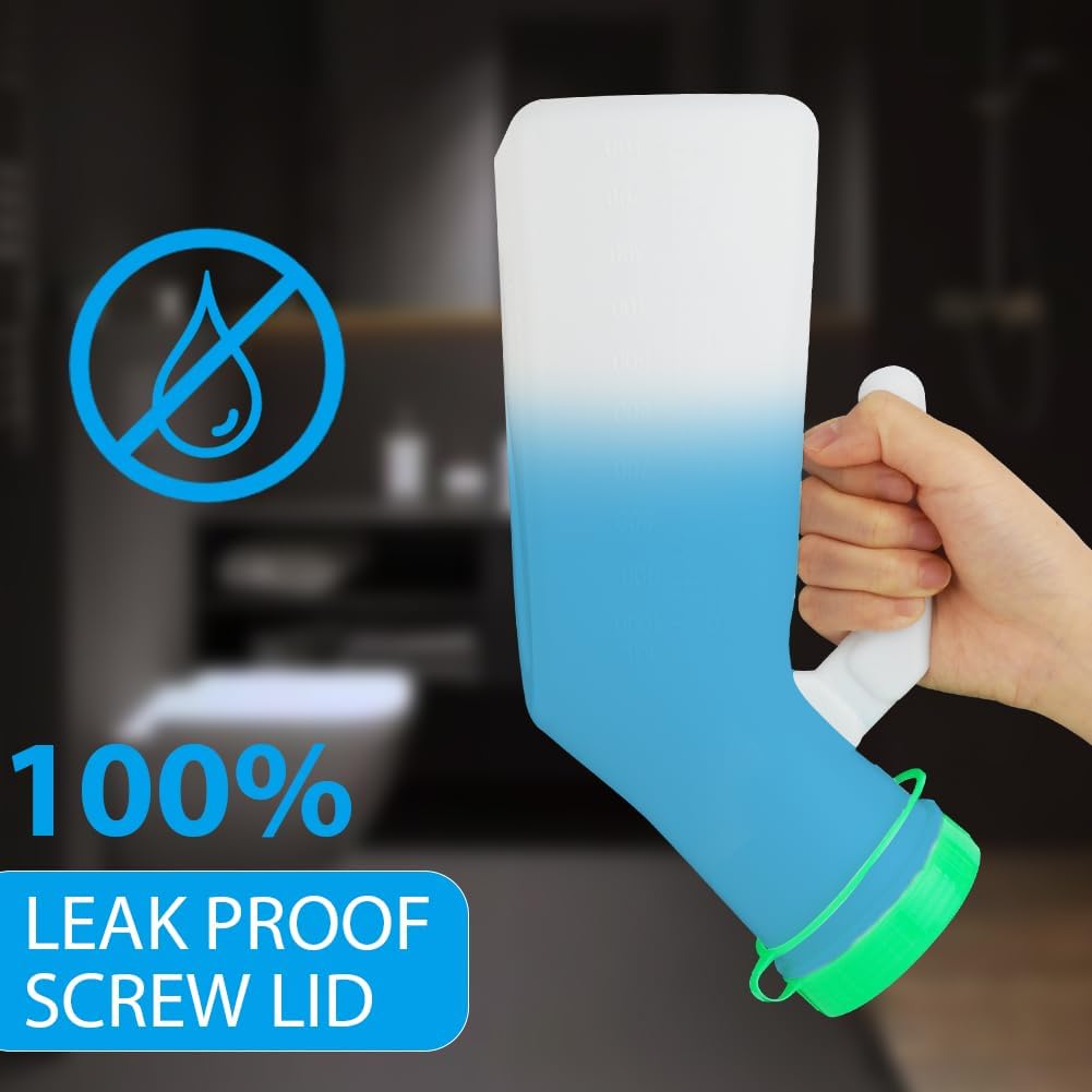 Urinal Bottle for Men, Glow-in-the-Dark 1000ml Pee Bottle for Travel & Incontinence Green