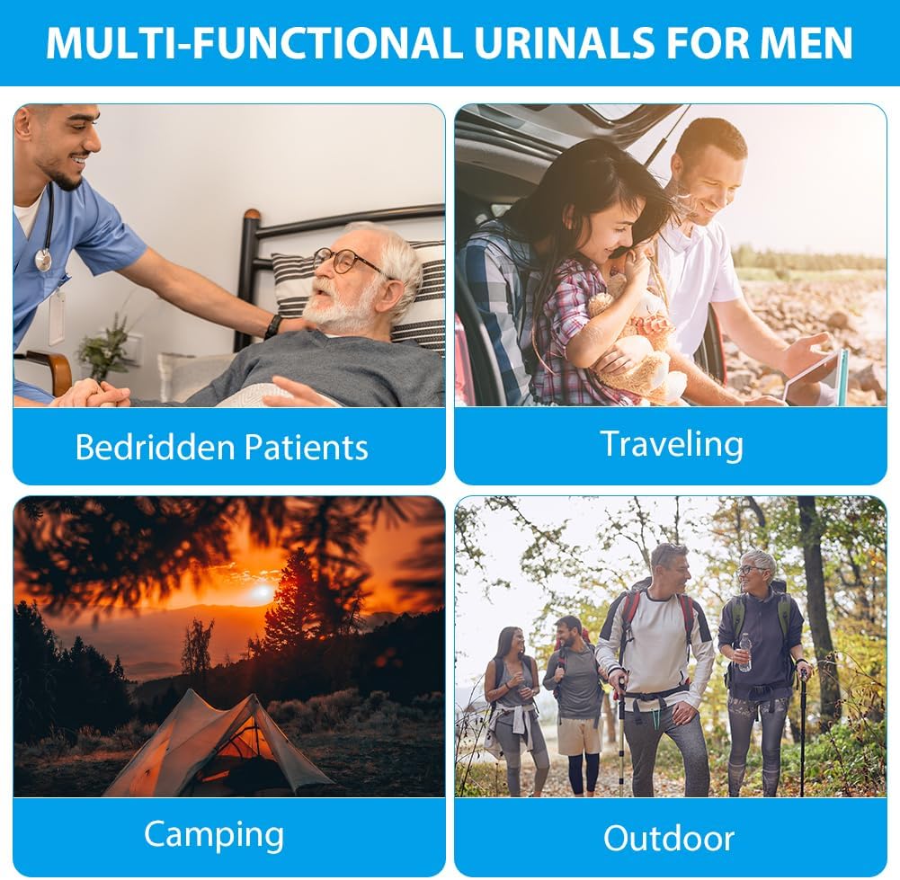 Urinal Bottle for Men, Glow-in-the-Dark 1000ml Pee Bottle for Travel & Incontinence Green