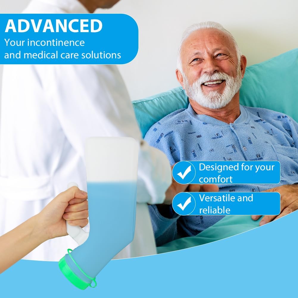 Urinal Bottle for Men, Glow-in-the-Dark 1000ml Pee Bottle for Travel & Incontinence Green