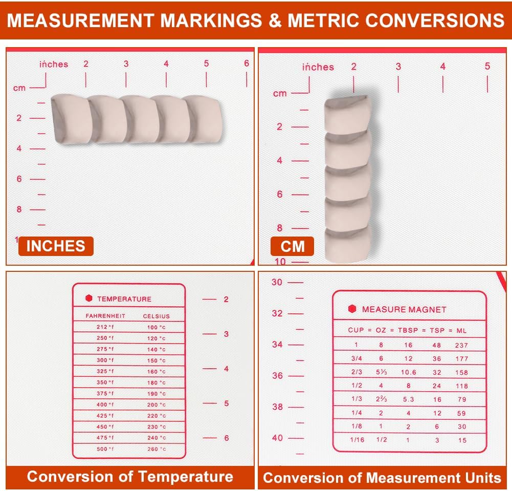 Non-stick rolling pin, 70×50cm silicone rolling pin, non-slip silicone baking mat, food plate, cake mat, cake mat, cake/pizza mat 70*50CM - red