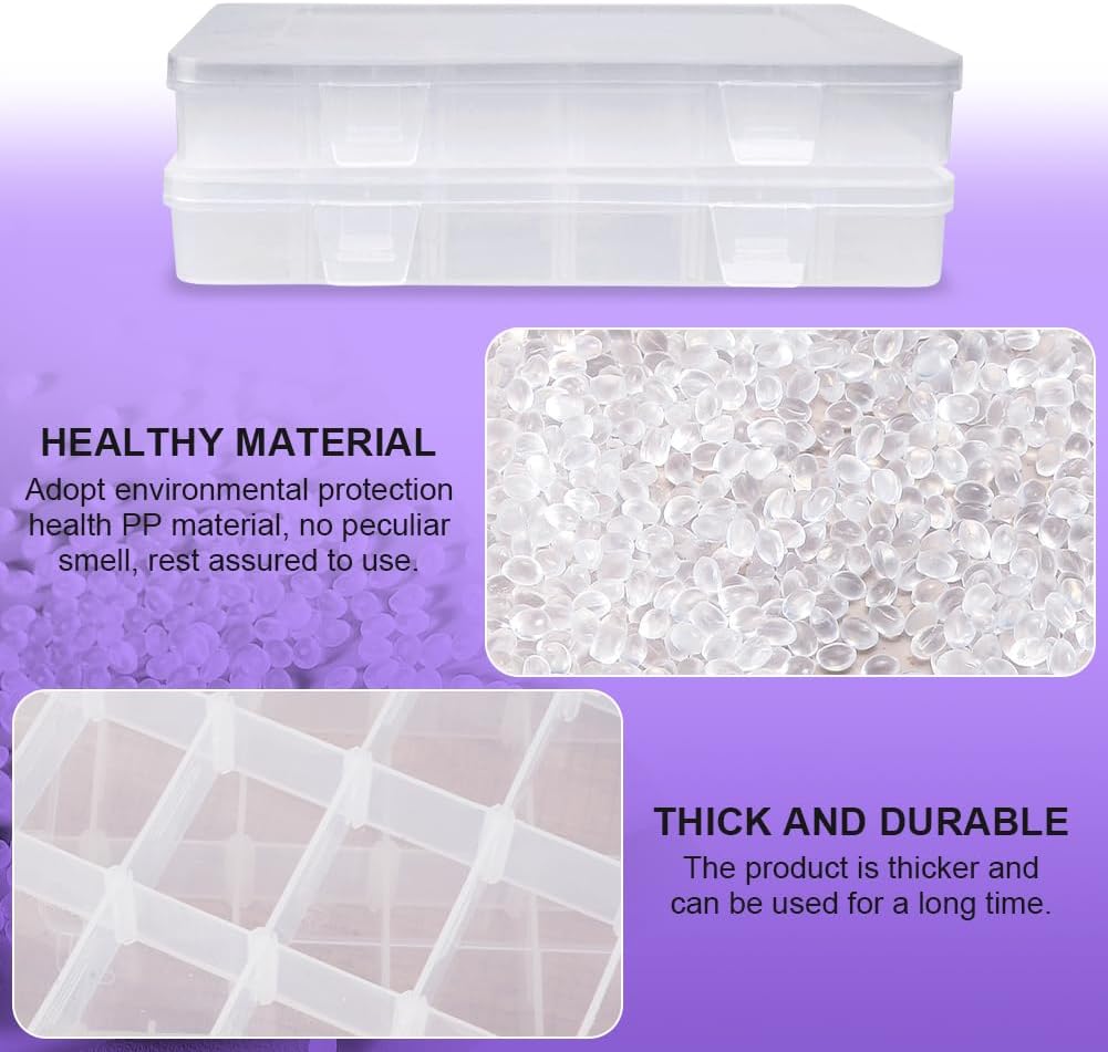 18-Compartment Snack Box, 2 Pieces Snack Plates with Lids for Candy, Nuts, Snacks, Adjustable Plastic Storage Box for Jewelry, Transparent Sorting Boxes 18 compartments-2 pieces