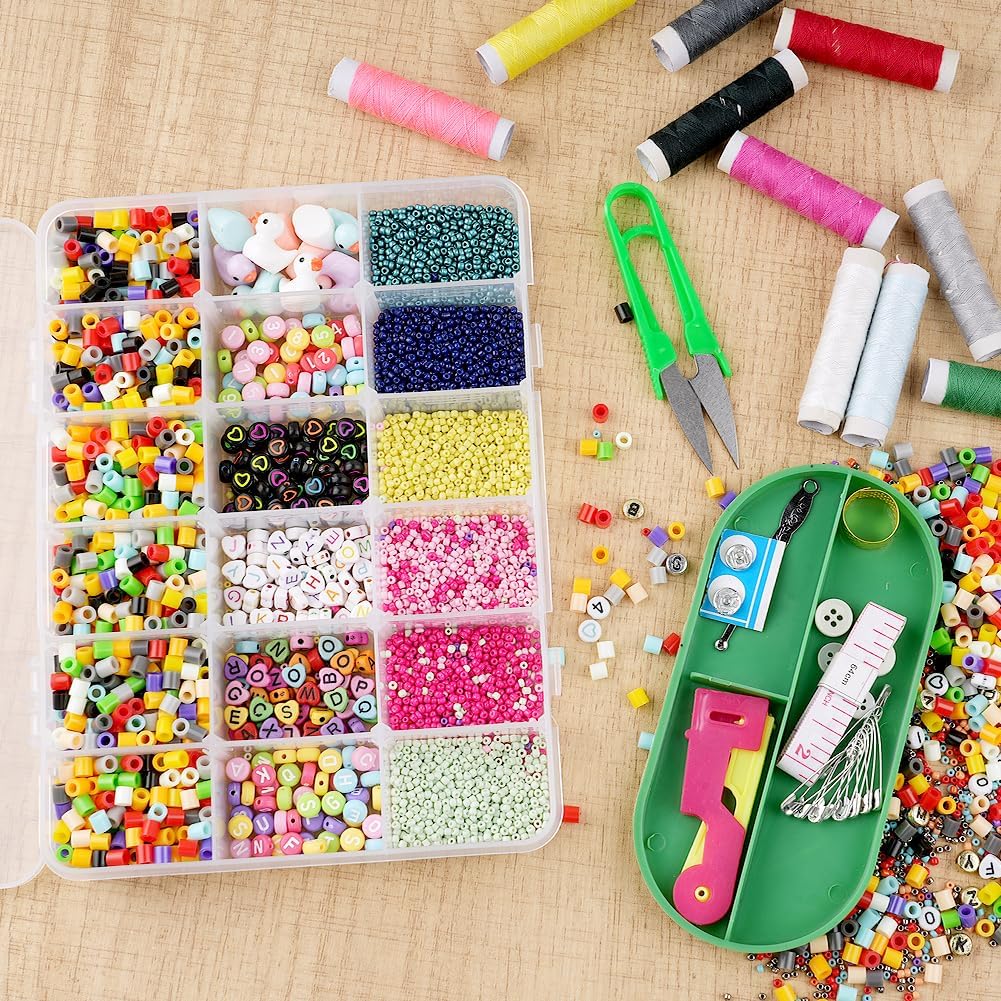 18-Compartment Snack Box, 2 Pieces Snack Plates with Lids for Candy, Nuts, Snacks, Adjustable Plastic Storage Box for Jewelry, Transparent Sorting Boxes 18 compartments-2 pieces