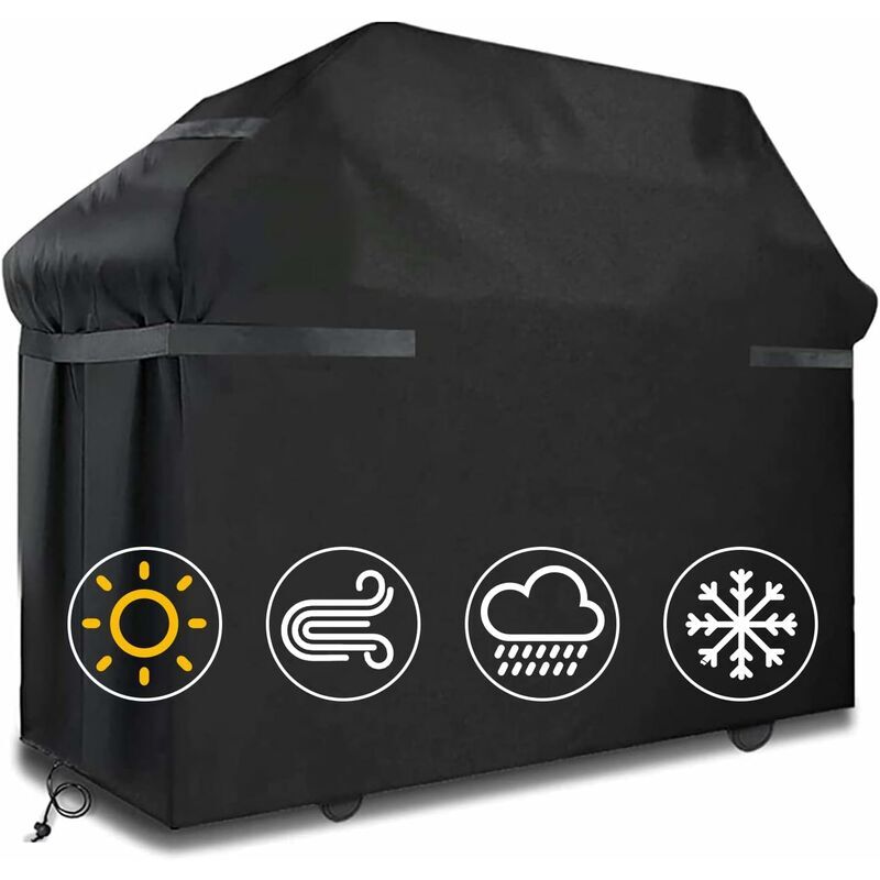 Heavy-Duty Waterproof Grill Cover with Straps and Storage Bag 145x61x117cm