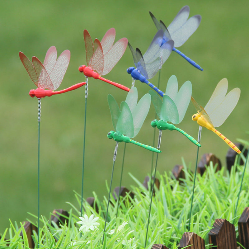 Dragonfly Insert Sticks 10pcs Multicolor Simulation Decoration with Dragonflies
