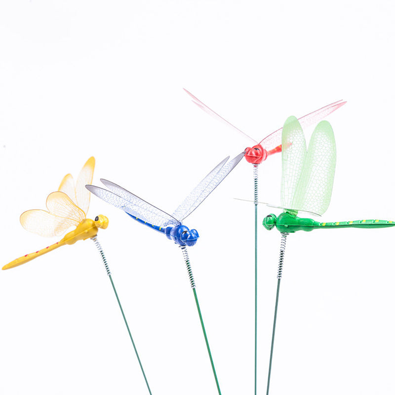 Dragonfly Insert Sticks 10pcs Multicolor Simulation Decoration with Dragonflies