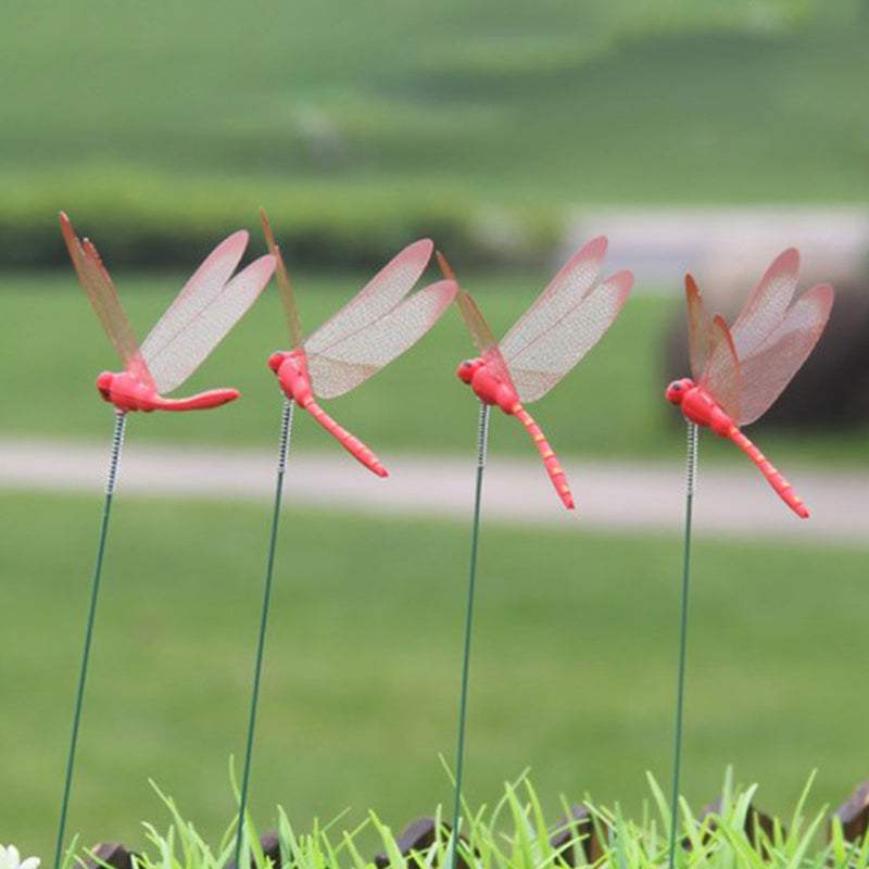 Dragonfly Insert Sticks 10pcs Multicolor Simulation Decoration with Dragonflies