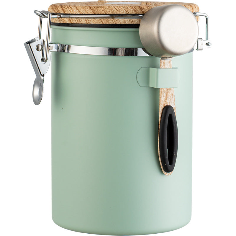 Green Coffee Container with CO2 Valve 1.8L Airtight Storage Jar