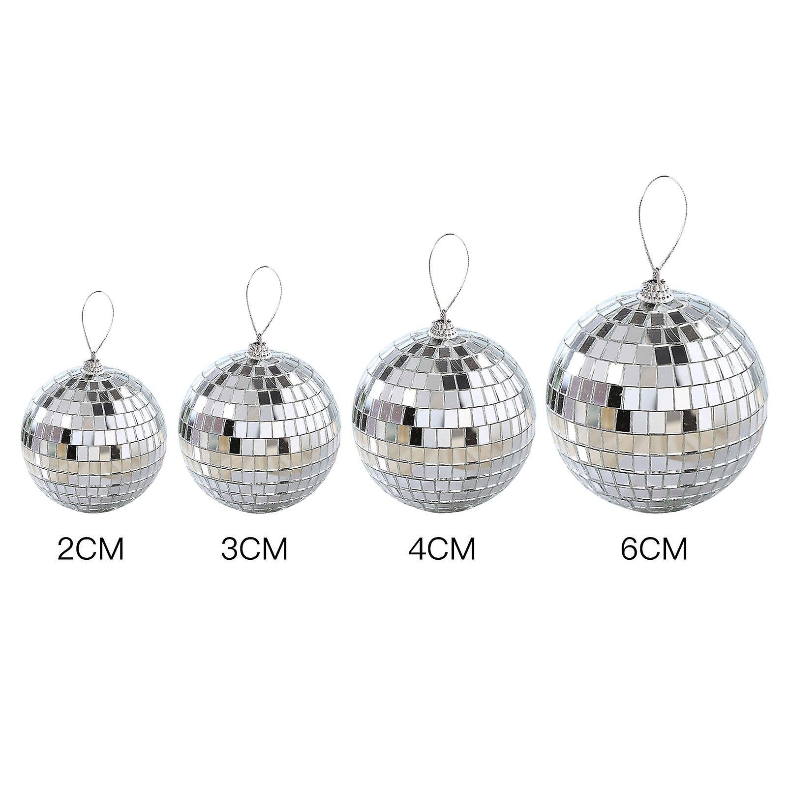 Silver Disco Ball Party Decorations 6/12 pcs Mini Plastic Ornaments with Silver_MGF 6CM