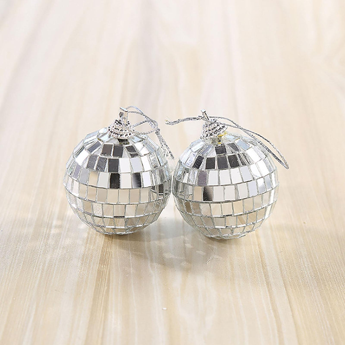 Silver Disco Ball Party Decorations 6/12 pcs Mini Plastic Ornaments with Silver_MGF 6CM
