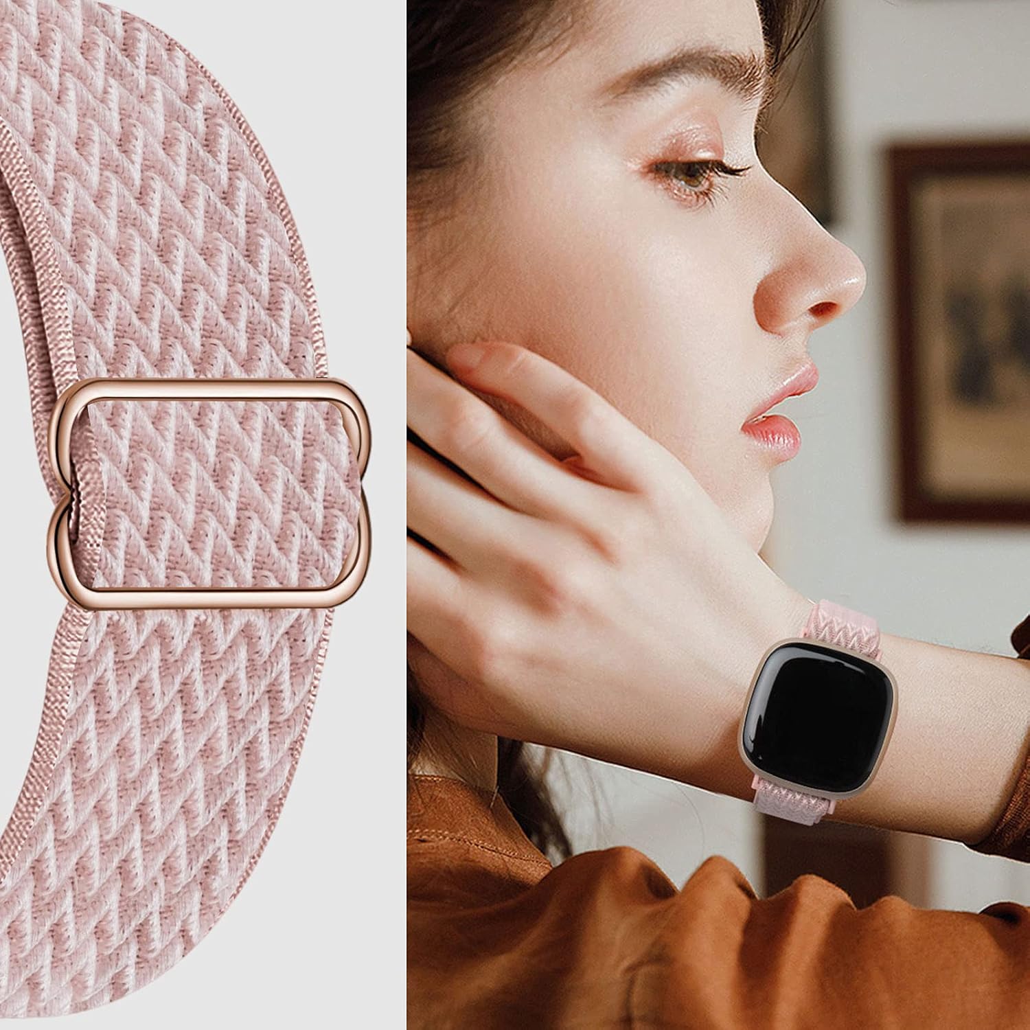 Nylon Case - Adjustable Nylon Sports Wristband Compatible with Fitbit Versa 4/Versa 3/Sense, Breathable Replacement Wristband, Multiple Colors Available