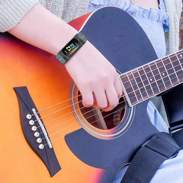 3-pack, elastic nylon wristband compatible with Fitbit Charge 5 - adjustable wristband in breathable fabric