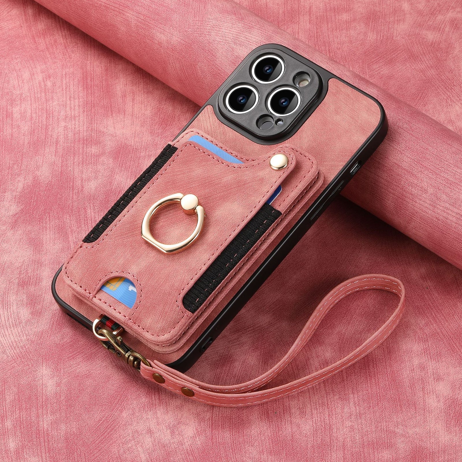 Mobile Phone Leather Case Compatible with iPhone RFID Anti-Theft Swipe Loop Buckle Rope Multifunctional Card Holder Brown [With Leather Strap] Brown [With Leather Lanyard]] iPhone 13 Pro