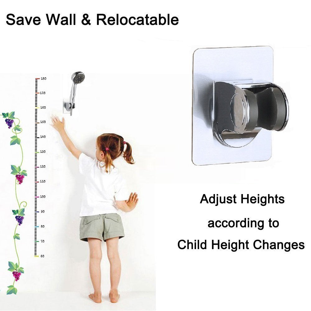 Adjustable Shower Head Holder, Self-Adhesive Handheld Shower Holder with 3M Sticker, Reusable, Durable, Waterproof, Wall Mount for Bathroom