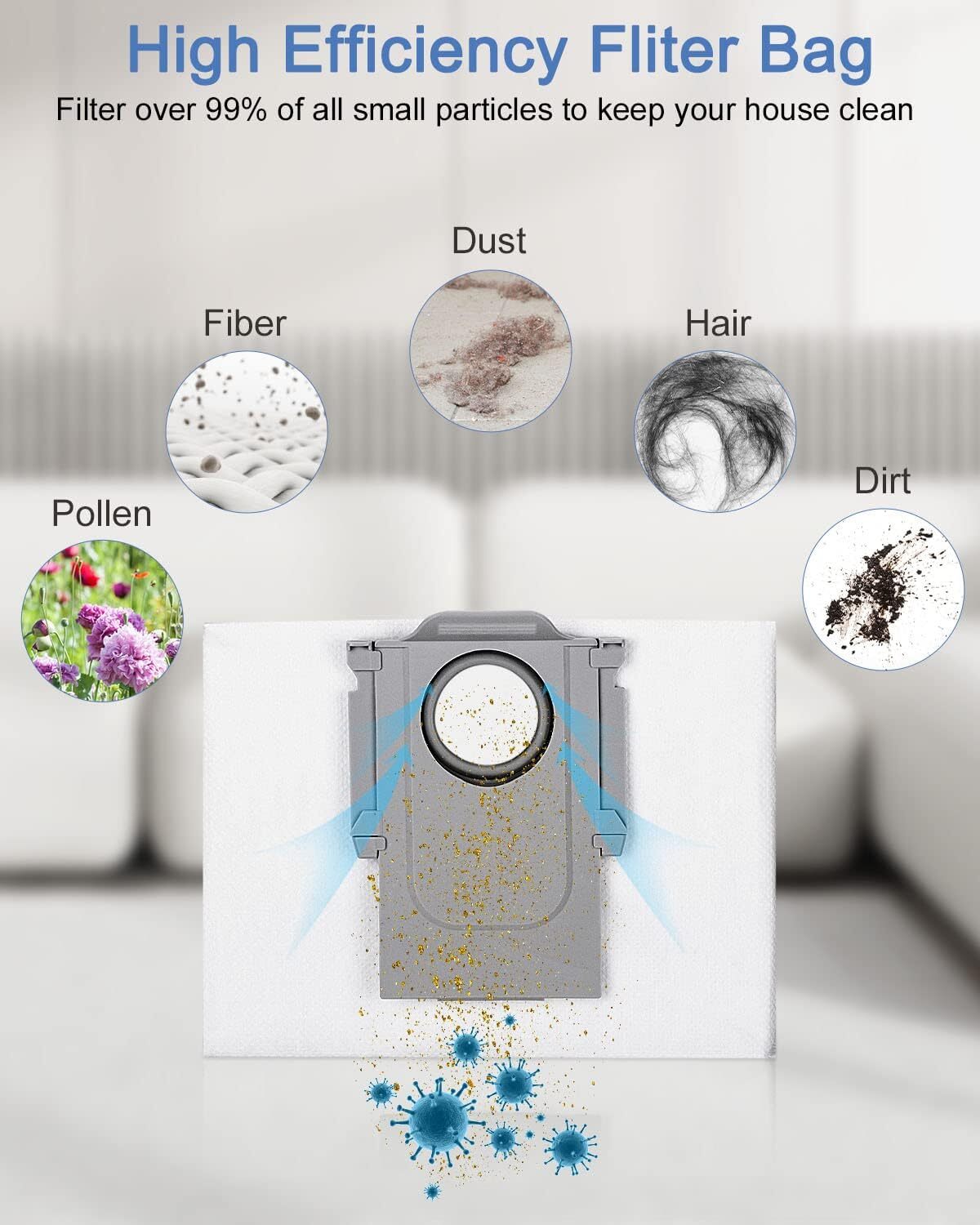 Xiaomi Roborock S8 S8 Pro Ultra S7 MaxV Ultra S7 Pro Ultra Q7 Robot Vacuum Cleaner Bags 10 pcs compatible with Xiaomi