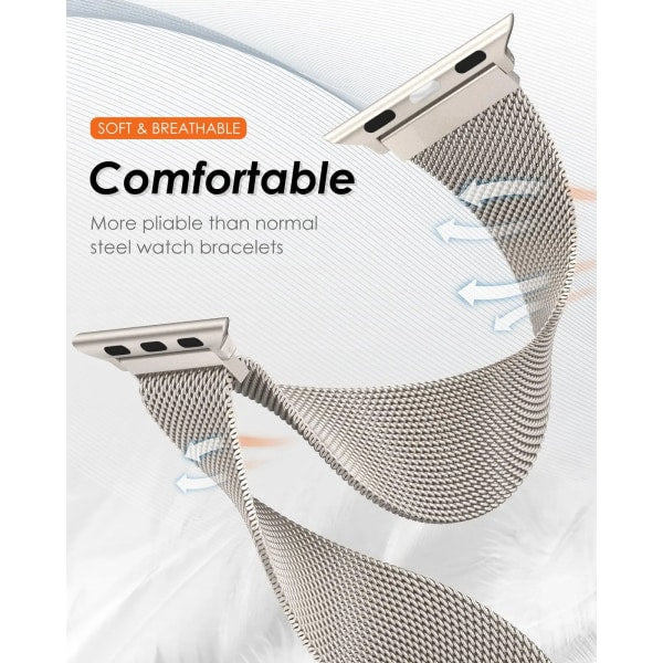 Compatible with Apple Watch Bands Apple Watch Series 9 8 7 6 5 4 SE Ultra 2, 38mm 40mm 41mm 42mm 44mm 45mm 49mm, Silver Starlight