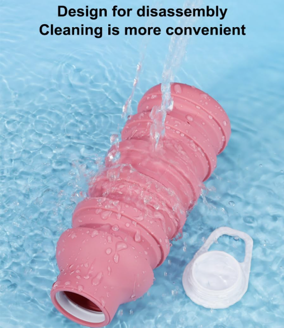 Collapsible Water Bottles, Reusable Water Bottle with Buckle, 600ml Silicone Leakproof Portable Bottle for Gym Camping Hiking Sports Outdoors, Travel Essentials for Flying Cruise Ship, Green