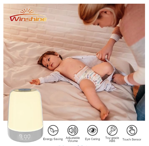 Touch Wake Up Night Light with Sunrise Simulation Alarm Clock, 3 Ways Dimmable Warm White Bedside Lamp for Kid Bedrooms RGB Ambient Table Nightstand Light,Sleep Aid Snooze Timer Mode