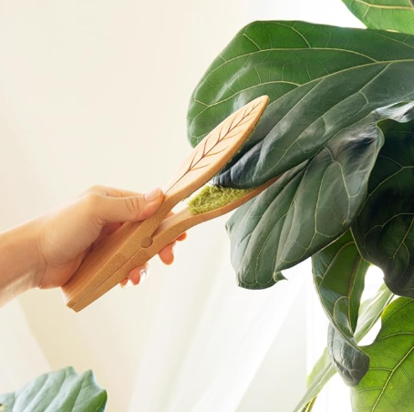 25 cm Generic Leaf Cleaning Tongs, House Plant Leaf Cleaning Tongs, Plant leaf Lint cleaner, Leaf-Shaped Cleaning Tongs,Cleans Both Sides of Leaves