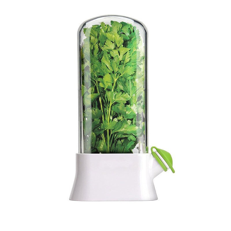 Herb Keeper | Extends freshness up to 3 weeks | Hydroponic Herb/Cilantro Preservation Jar - Kitchen Herb Vase with Drainage Valve（Black）