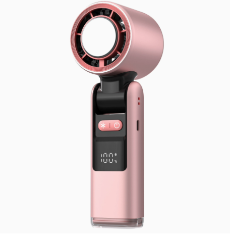 Portable Fan Handheld Mini Turbo Fan Battery ， High Speed Powerful Ice Cooling 5 Speed Adjustable Rechargeable Personal Fans for Beach Camping Travel Working （Cherry Blossom Pink）