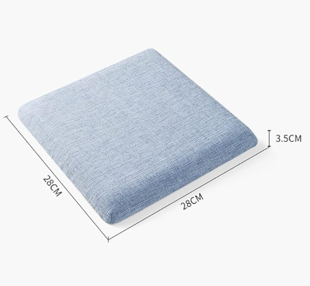 Square bar stool cushion with ties, breathable and non-slip square chair pad, 28*28*3.5 cm memory foam children's stool cushion (Cat design)