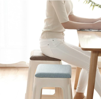 Square bar stool cushion with ties, breathable and non-slip square chair pad, 28*28*3.5 cm memory foam children's stool cushion (crab design)