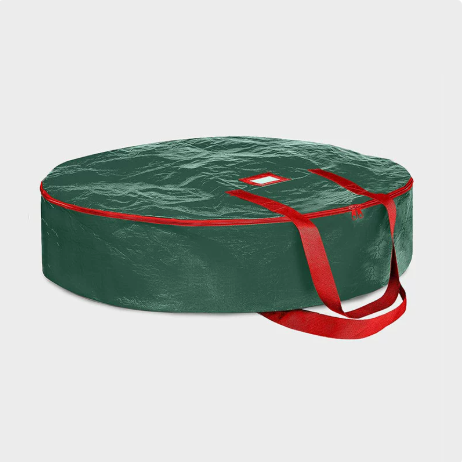 Christmas Wreath Storage Container 36 Inch - Wreath Bag for Artificial Wreaths Box - Dual Zippered Wreaths Storage Bag with Strong Durable Handles - Green