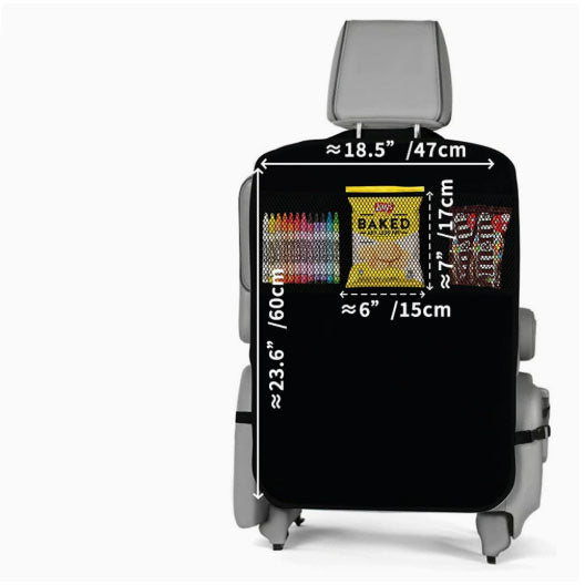 Back Seat Cover For Kids + 3 Pocket Storage Organizer, 2 Pack X-Large Waterproof Kick Mats Backseat Protector, Car Seat Back Protectors For Vehicles To Protect From Dirt, Mud & Scratches