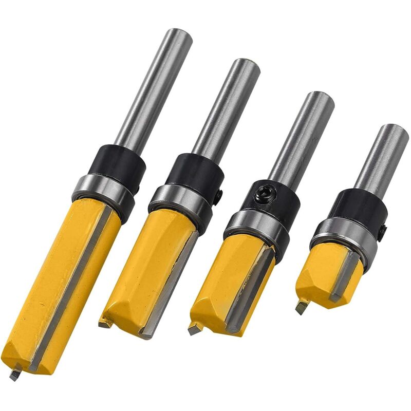 4 pcs 1/4" Wood ROuter Bit Copy Cutter (4 Sizes) High Quality Alloy Steel Blade 10Mm, 20Mm, 25Mm, 38Mm For Solid Wood,