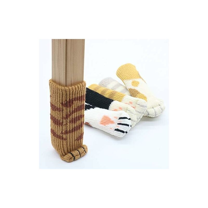 24 Cute Cat Paw Chair Socks Chair Leg Covers Floor Protectors Anti-Scratch Anti-Noise 24 pcs(6 Sets)