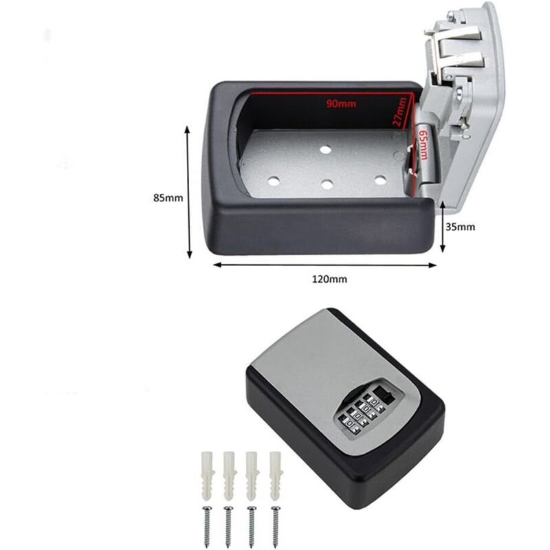 Outdoor Security Key Box, Wall Mounted Key Box With 4 Digit Code, 5 Keys Security Storage Key Holder Box, For Home