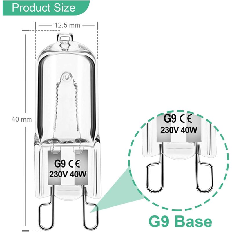 Dimmable G9 Halogen Bulbs 40W 230V Warm White For Microwave Oven Cooker Ceiling Lights Pack Of 12 [Energy Class G]