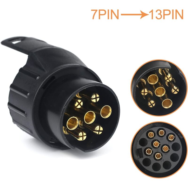 7/13 7 To 13 Pin Trailer Plug Adapter 7 Pole To 13 Pin Towbar Connector For Car Trailer, Tractor, Caravan, Bike Carrier