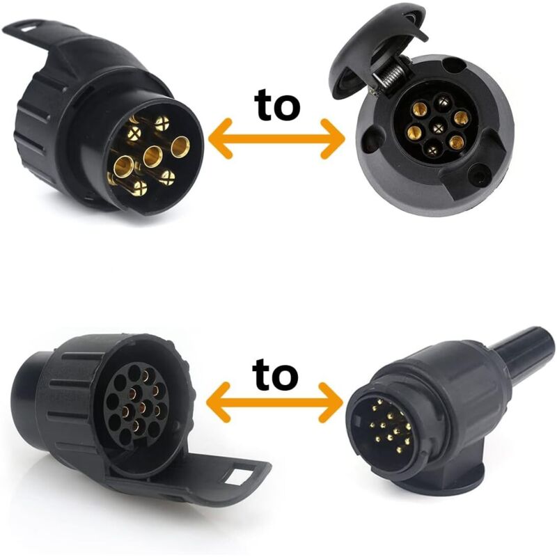 7/13 7 To 13 Pin Trailer Plug Adapter 7 Pole To 13 Pin Towbar Connector For Car Trailer, Tractor, Caravan, Bike Carrier