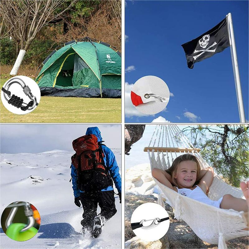 2 Pieces 304 Stainless Steel Carabiner, Stainless Steel Screw Gate Carabiner, Stainless Steel Carabiner, For Hanging