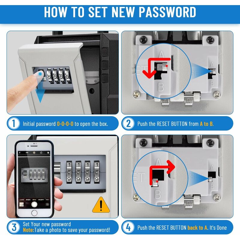 Waterproof Outdoor Security Key Box Key Box With Hook Large Key Box For Keys, Cards Home Schools Offices Garages,Grey