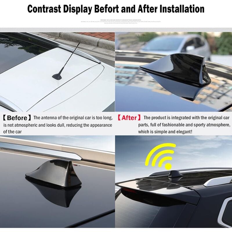 Universal Shark Fin Car Antenna - Fm/Am Radio Aerial With Waterproof Adhesive Base For Car Suv Truck Van (Black)
