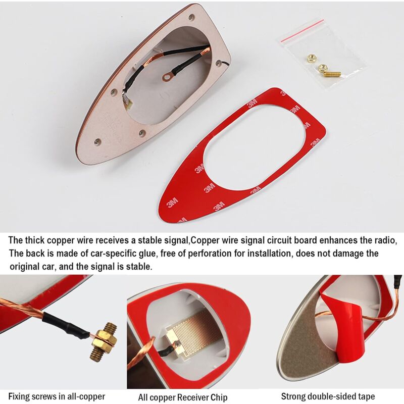 Universal Shark Fin Car Antenna - Fm/Am Radio Aerial With Waterproof Adhesive Base For Car Suv Truck Van (Black)