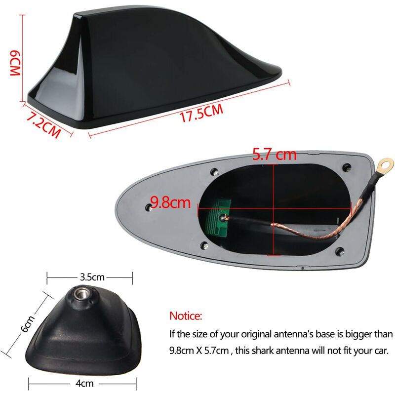 Universal Shark Fin Car Antenna - Fm/Am Radio Aerial With Waterproof Adhesive Base For Car Suv Truck Van (Black)