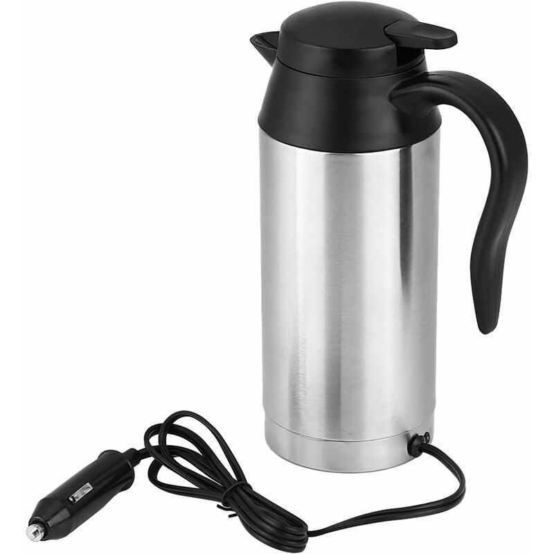 750Ml Portable Stainless Steel Electric Travel Kettle, 12V Car Cigarette Lighter, Electric Travel Mug Heating Kettle