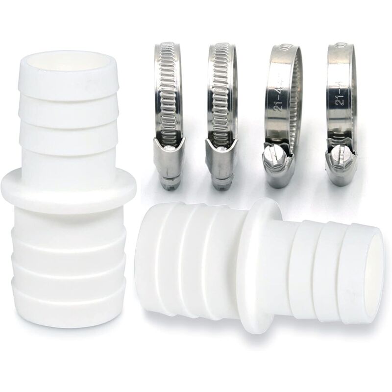 2 Pack Hose Connectors With Clamps - Pool Hose Adapter - Double Hose End (2 X 32 To 38Mm)