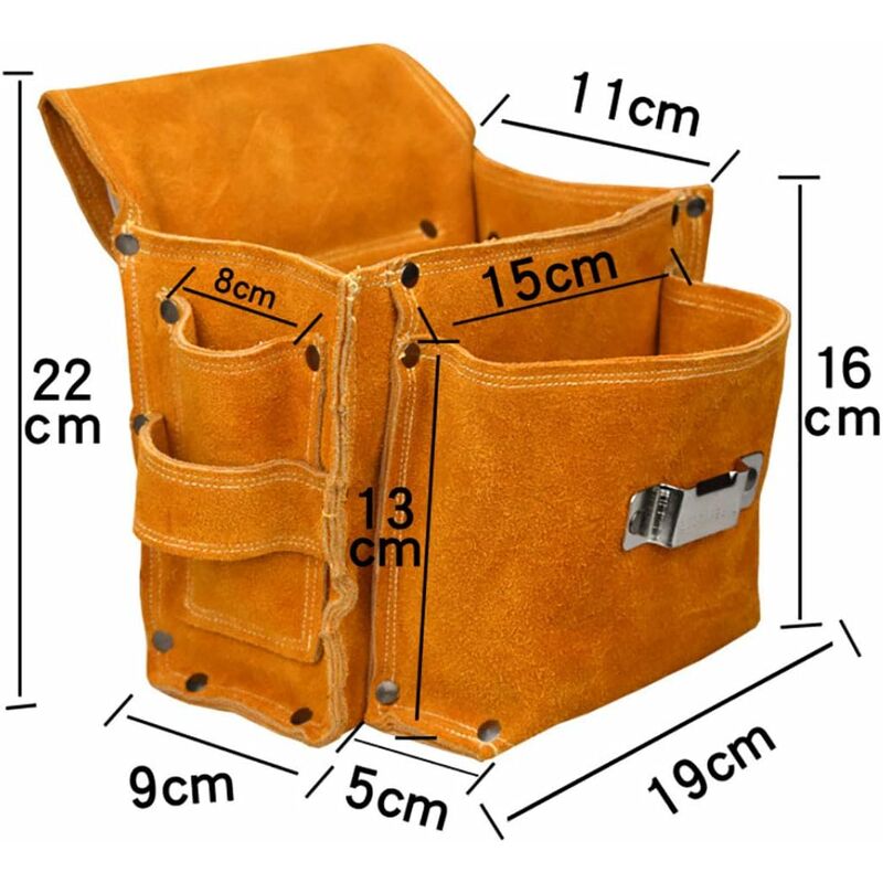 Multifunctional Tool Pouch Belt Tool Bag Thickened Tool Waist Bag Durable Cowhide Hardware Tool Storage
