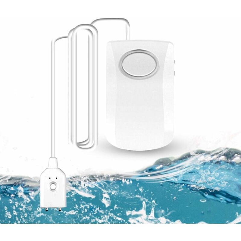 Water Leak Alarm 130Db, 95Cm Long Cable With Sensor, Home Security Water Leak Detection Alarm, Battery Included