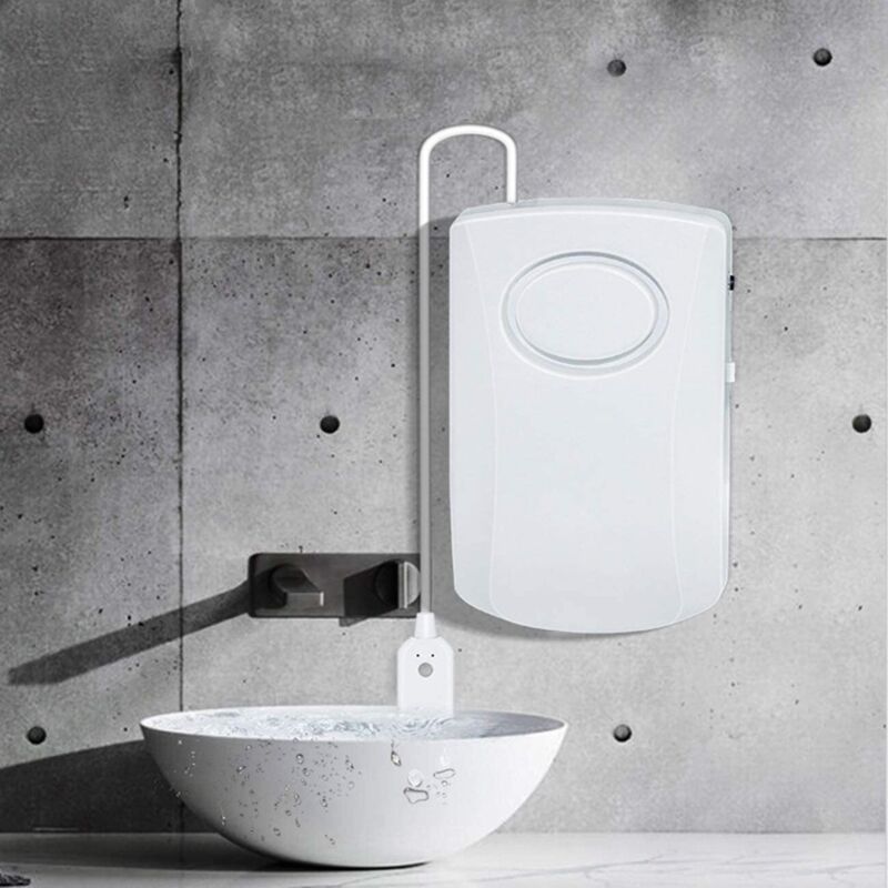 Water Leak Alarm 130Db, 95Cm Long Cable With Sensor, Home Security Water Leak Detection Alarm, Battery Included