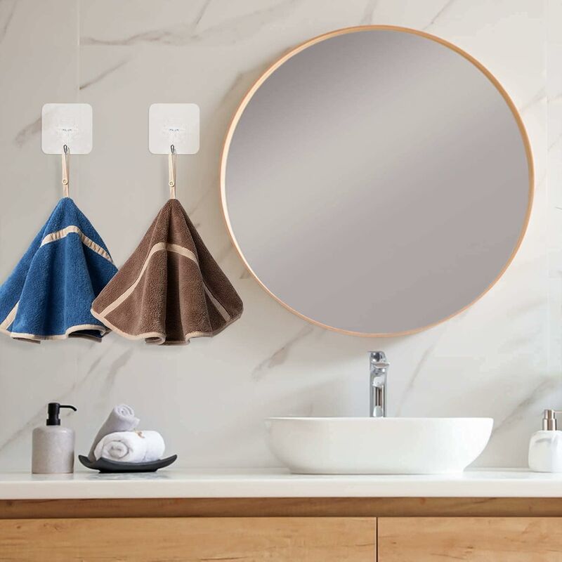 4 Pack Hanging Hand Towels With Hanging Loop Absorbent Coral Fleece Bathroom Towels Soft Thick ROund Hand Towels (4