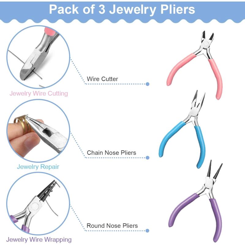 Jewelry Pliers - 3 Pliers, Jewelry Making Tools With Jump Ring Opener - For Jewelry Cutting