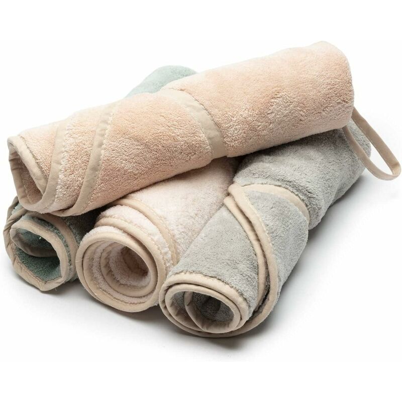 4 Pack Hanging Hand Towels With Hanging Loop Absorbent Coral Fleece Bathroom Towels Soft Thick Dishcloth ROund Hand