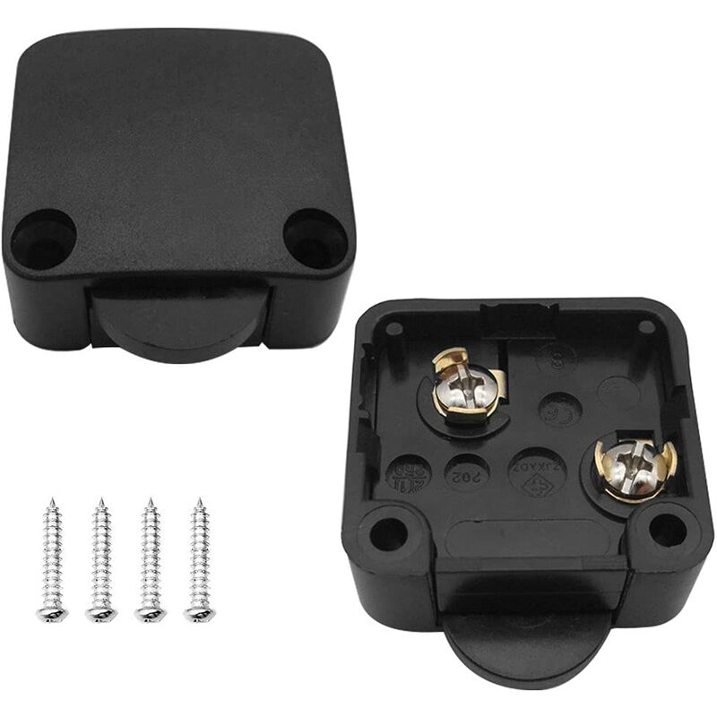 2 pcs Cabinet Door Switches Automatic Switch 1A 250V Closet Lamp Switches (Black)