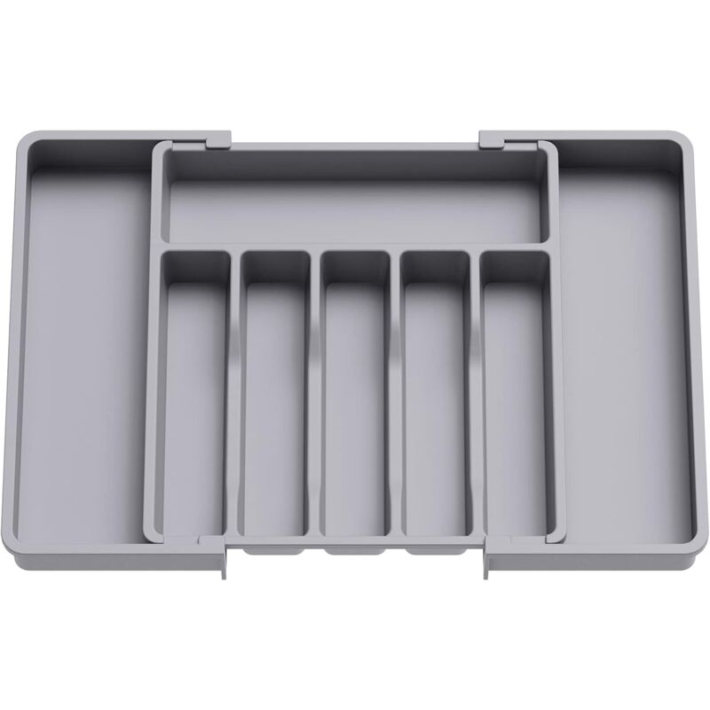 Cutlery Tray, Expandable Utensil Tray For Drawer, Adjustable Drawer Organizer For Kitchen, Compact Plastic Storage For