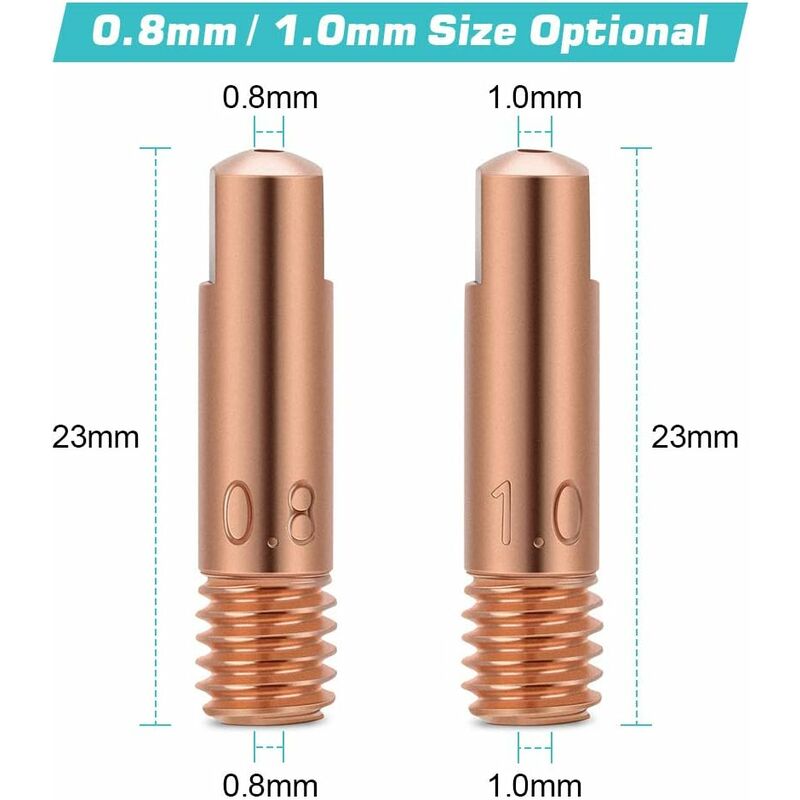 Mig Contact Nozzle, Welding Contact Tips, 20 pcs Copper Contact Tip For 15Ak Mig Welding Torch Consumables(0.8)